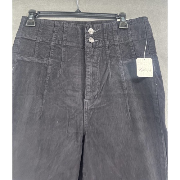 Free People Jayde Black High Rise Corduroy Flare Pants - Picture 5 of 12